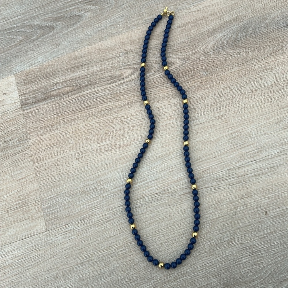 Blue and Gold bead Necklace - Picture 4 of 4